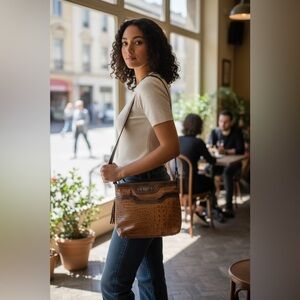 Elegant Brown Leather Crossbody Bag